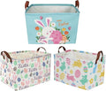 Sanjiaofeng Rectangular3Pack Easter baskets , Kids Easter Storage Bins Organizer.Boys and Girls,Easter Bunny Eggs Decor,Toys,Books,Easter Gifts . (3Pack Easter)