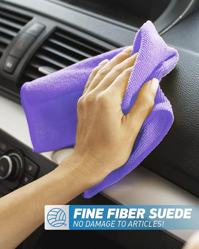 WEAWE Microfiber Cleaning Cloth-24Pcs (13x13 inch) Ultra Soft Highly Absorbent Rags for Housekeeping-Machine Wash (Purple)