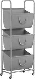 ELYKEN 120L Vertical Rolling Laundry Hamper with Removable Bags, 3 Section Laundry Baskets with Wheels, Space-Saving 3 Tier Laundry Sorter for Small Spaces, Dorm, Bedroom, Bathroom, Laundry Room