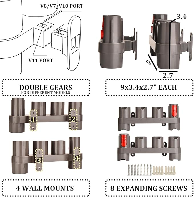 Attachments Mount Holders Compatible with Dyson Gen 5 Gen5 V15 V12 V11 V10 V8 V7 Vacuum Cleaner Accessories Storage Tool Replacement Parts