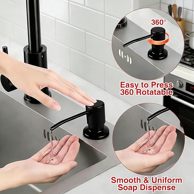 Soap Dispenser for Kitchen Sink, Built in Countertop Kitchen Soap Dispenser with 47" Extension Tube Kit - No More Frequent Refills, 304 Stainless Steel Pump for Kitchen & Bathroom
