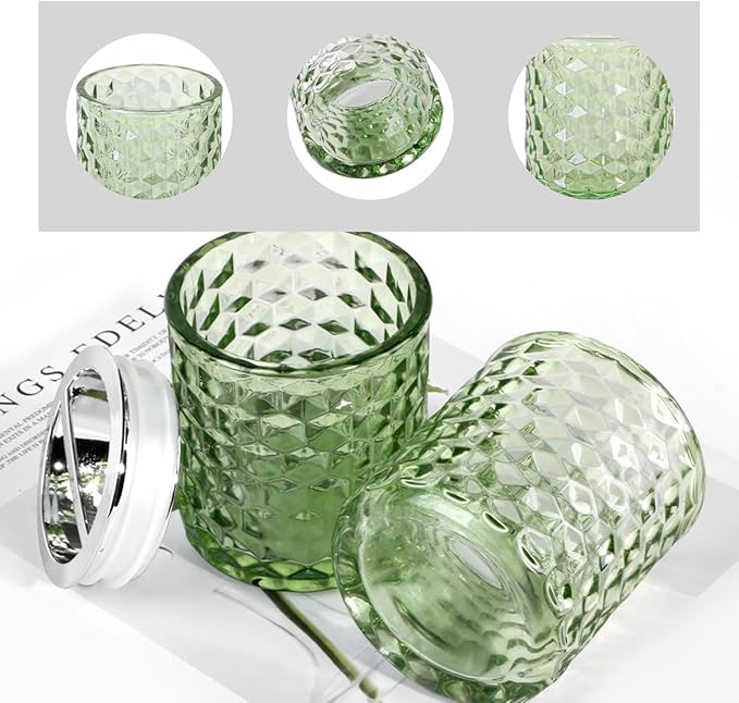 2pcs Toothbrush Holders for Bathrooms,Glass Toothbrush Holder and Bathroom Tumbler Set,Toothbrush and Toothpaste Holder with Divider,Bathroom Toothbrush Cup Holder (Green and Silver)