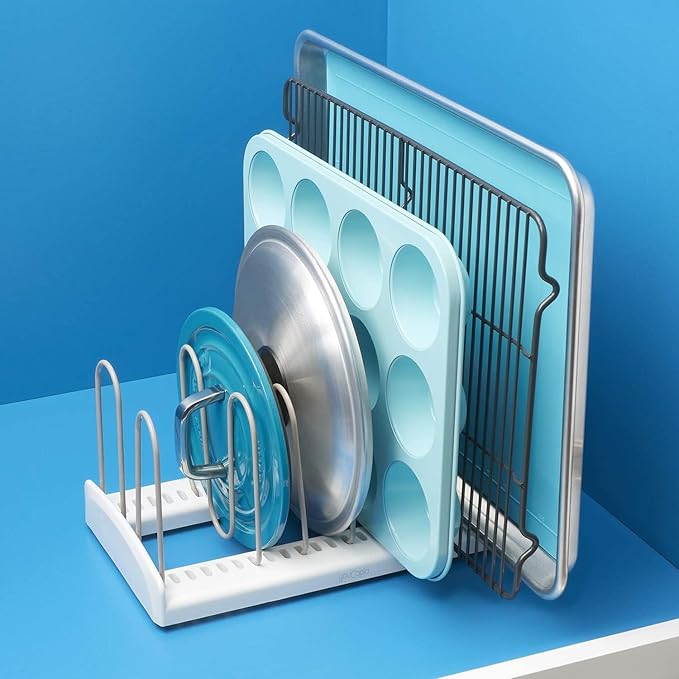 YouCopia StoreMore Adjustable Pan and Lid Rack, Pot Lids and Pans Organizer for Kitchen Cabinet Storage, Classic Edition