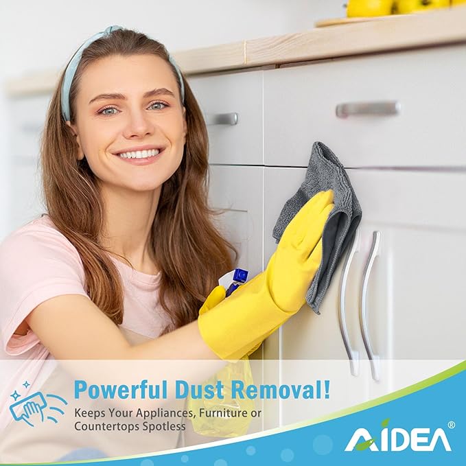 AIDEA Microfiber Cleaning Cloth 100PK, Soft Microfiber Towels for Cars, Absorbent Cleaning Rags, Lint-Free Streak-Free Wash Cloths for House, Kitchen, Window(12inx12in), Grey