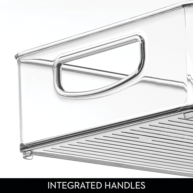 iDesign Stackable Clear Plastic Extra Long Pantry Organizers and Cabinet Storage Bins for Kitchen, 2-Pack