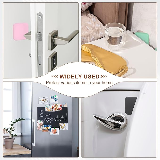 PATIKIL 10Pcs Door Knob Wall Protector, 1.8" Square Silicone Door Stoppers Self Adhesive Handle Bumper Cushion Pad Quiet Wall Protector for Fridge Home Office, White(0.4" Thickness)