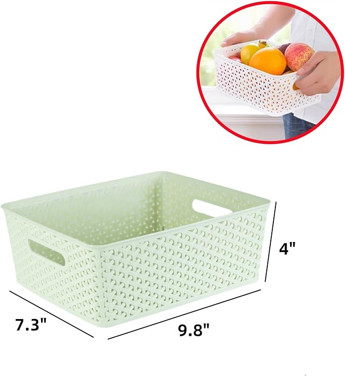 5PCS Plastic Storage Baskets, Small Baskets for Organizing, Small Pantry Organizer Basket Bins. For Countertops, Cabinets, Bedrooms, and Bathrooms Wait (Pink/Yellow/Blue/Beige/Green)