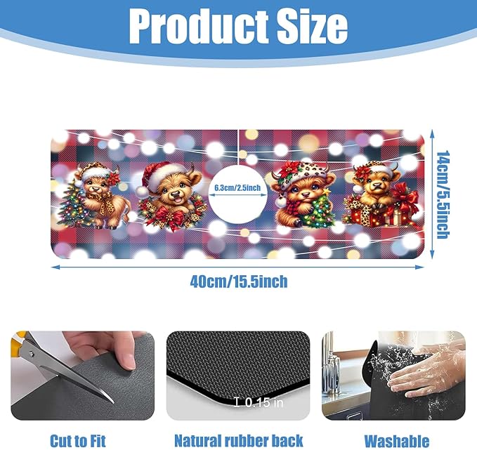 Chrismas Sink Splash Guard Faucet Mat Cute Christmas Absorbent Fast Drying Mat Sink Gadgets Splash Guard Behind Faucet Drip Catcher for Kitchen Bathroom 15.5"X5.5"
