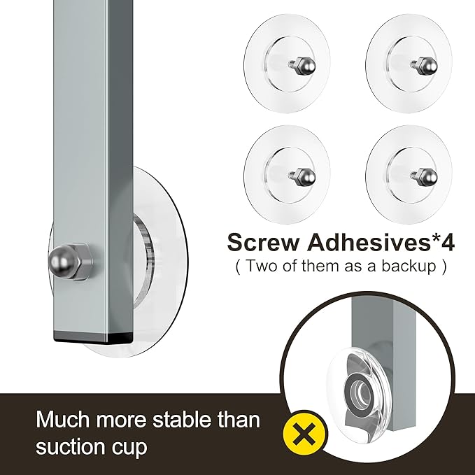 Orimade Adjustable Anti-slip Shower Caddy over Shower Head, Rustproof Bathroom Hanging Organizer with 2 Hooks for Razor, No Drilling Shelves Storage Rack 2 Tier, Light Grey