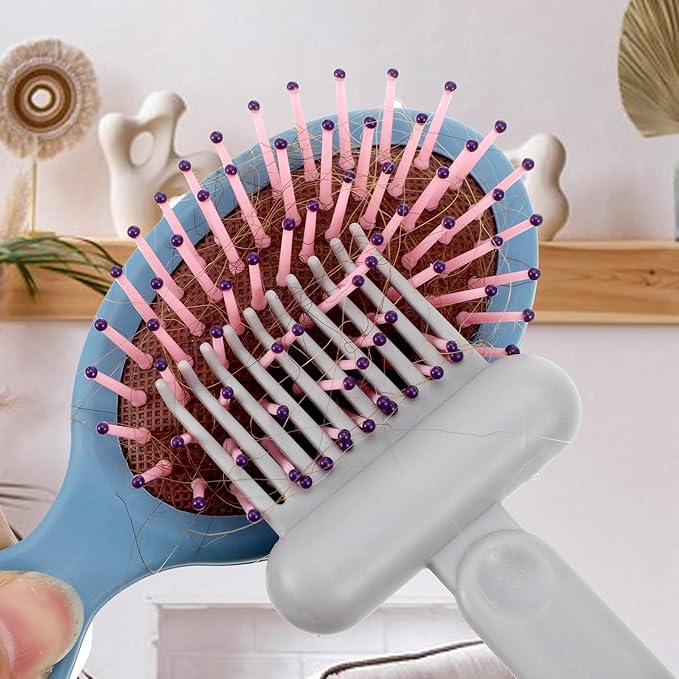 2Pcs 2-in-1 Hair Brush Cleaner & Remover Tool Brush Cleaning Tool Comb Cleaner Effective Hairbrush Cleaner Hair Brush Remover Rake for Man Woman Home Travel Salon Removing Hair Dust (Grey)