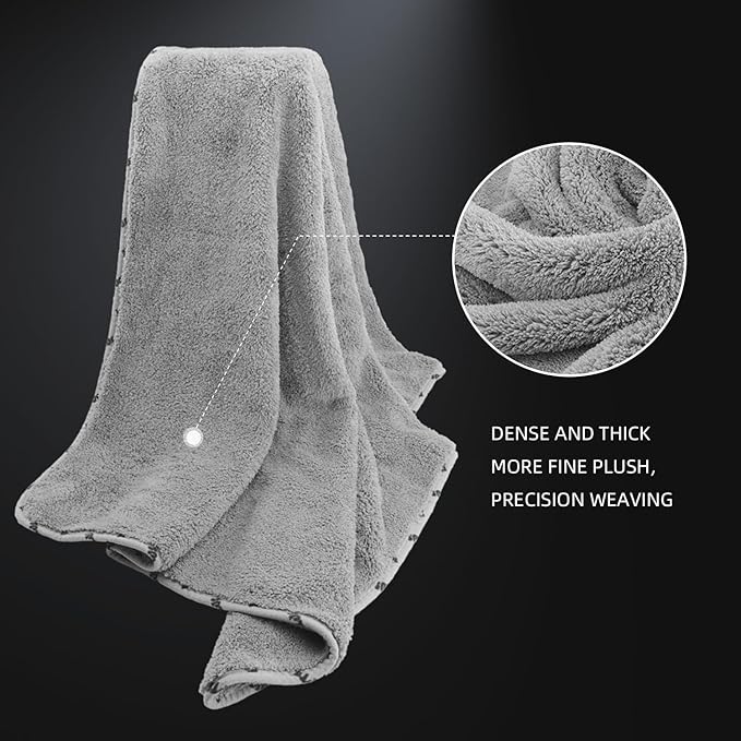SPTA Drying Towel, Car Wash Drying Towel for Car wahing, Highly Absorbent, 1Pack Large Microfiber Towel Without Scratches or Water Spots, 26.4 x 38.2 inch, Grey-MT035