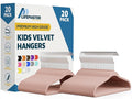 Pink Velvet Kids Hangers 20 Pack, 10.83" Non-Slip Baby & Toddler Hangers for Clothes, Space-Saving Slim ABS Plastic with 360° Swivel Hook & Notched Shoulders, Up to 10 lb Capacity