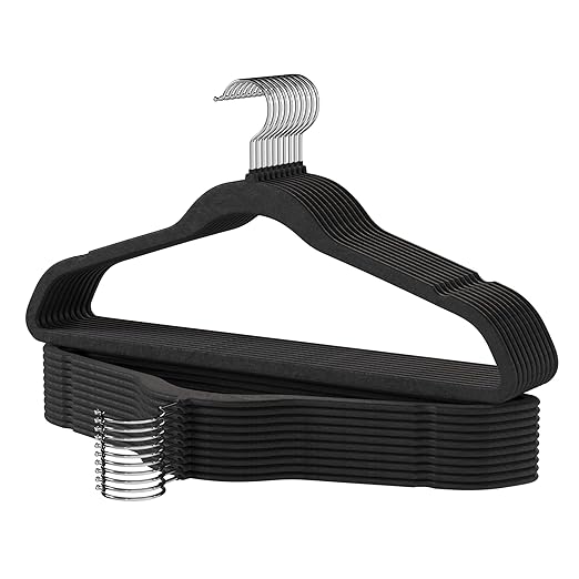 Premium Velvet Hangers 60 Pack, Non Slip Clothes Felt Hanger Heavy Duty for Coat, Premium Slim Space Saving Suit Hangers for Closet Organizer, 360° Rotating Silver Hook