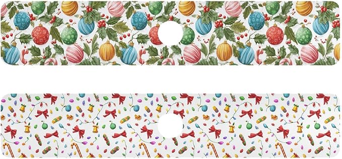 Christmas Baubles Holly Bells Sweet Kitchen Sink Splash Guard Sink Faucet Mat Faucet Handle Drip Catcher Drain Mats for Kitchen Bathroom Countertop Absorbent Dish Drying Pad 2Pack 1
