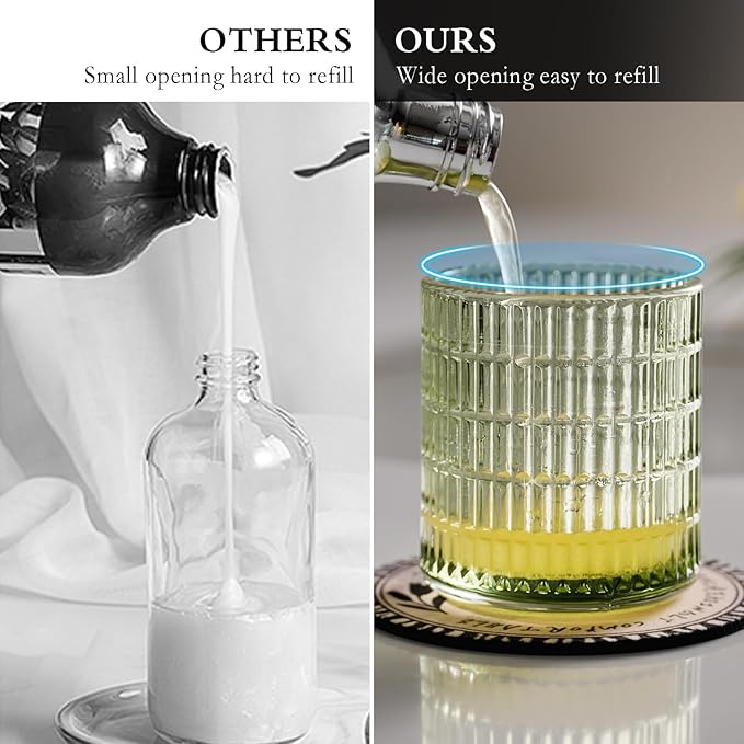 Glass Foam Soap Dispenser for Kitchen & Bathroom, Refillable Lotion Dispenser with Large Gold Pump(Striped Pattern-Green)