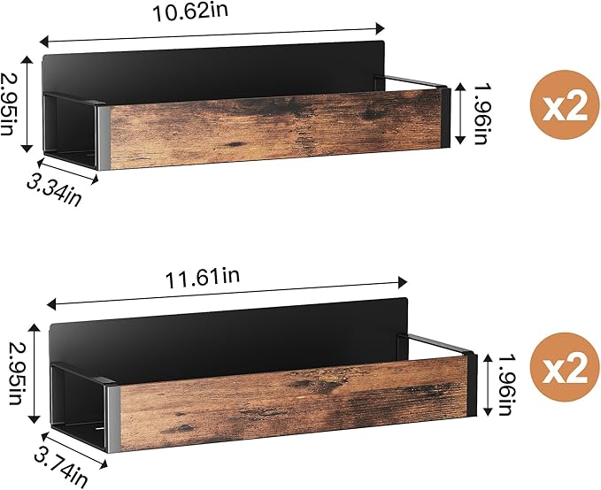 2/3/4 Pack Moveable Fridge Magnetic Spice Racks,Metal Black/White (Wood)