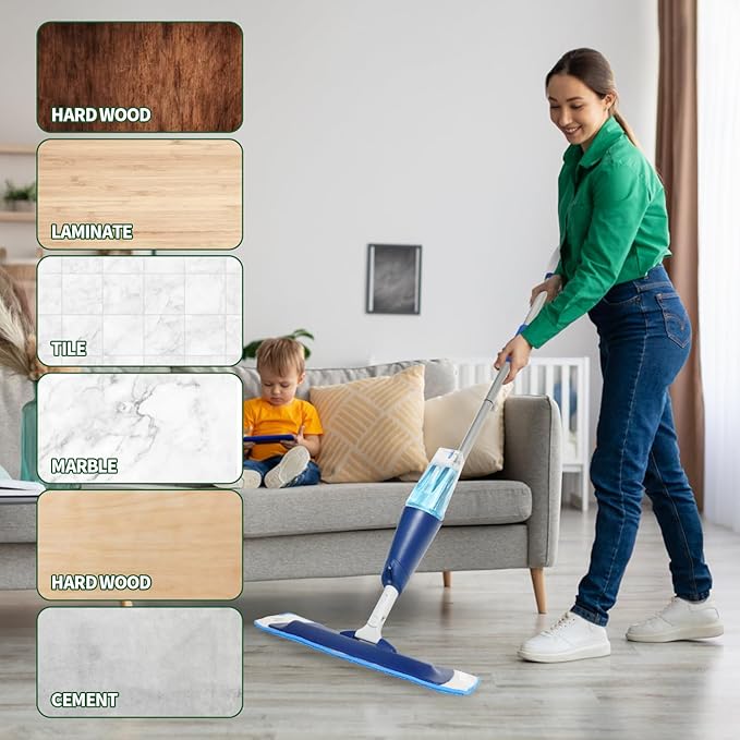 9 Pack Microfiber Cleaning Pads for Bona Mop, Reusable Microfiber Mop Pads for 18 Inch Mop, Hardwood Floor Replacement Cleaning Mop Pads, Machine Washes