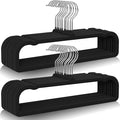 30 Pack Black Velvet Hangers Non Slip, Felt Pants Hangers Thin Space Saving Clothes Hanger Flocked Strong Durable Ganchos para Colgar Ropa with 360°Swivel Hook for Pants Jeans Shorts Skirts Tank Top