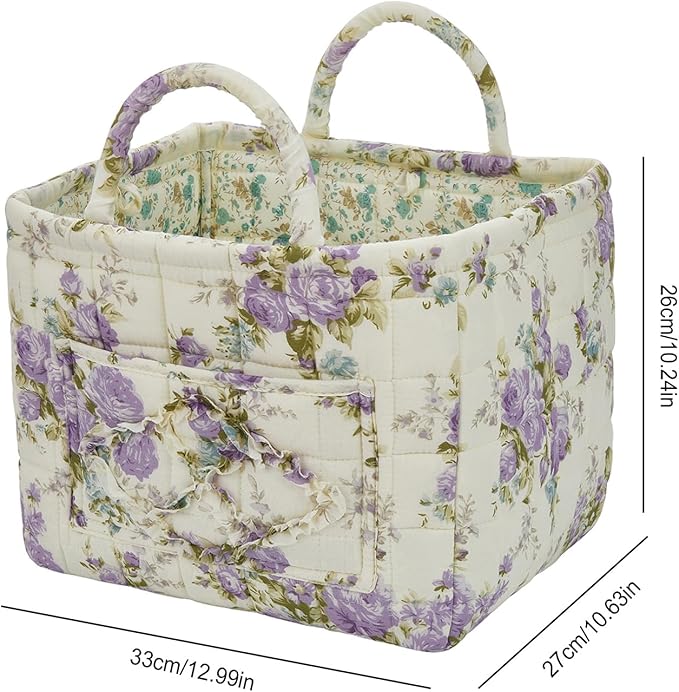 Boho Fabric Storage Basket, Large Capacity Laundry Basket, 12.2'' x 10.23'' x 10.23'' Collapsible Laundry Hamper with Easy Carry Handles (D Multi-Color 11, L)