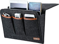 Zafit Bedside Caddy, Large Size Storage Organizer with 6 Pockets for Magazine, Remotes, Phone (13.4'' x 18.1'', Dark Grey)
