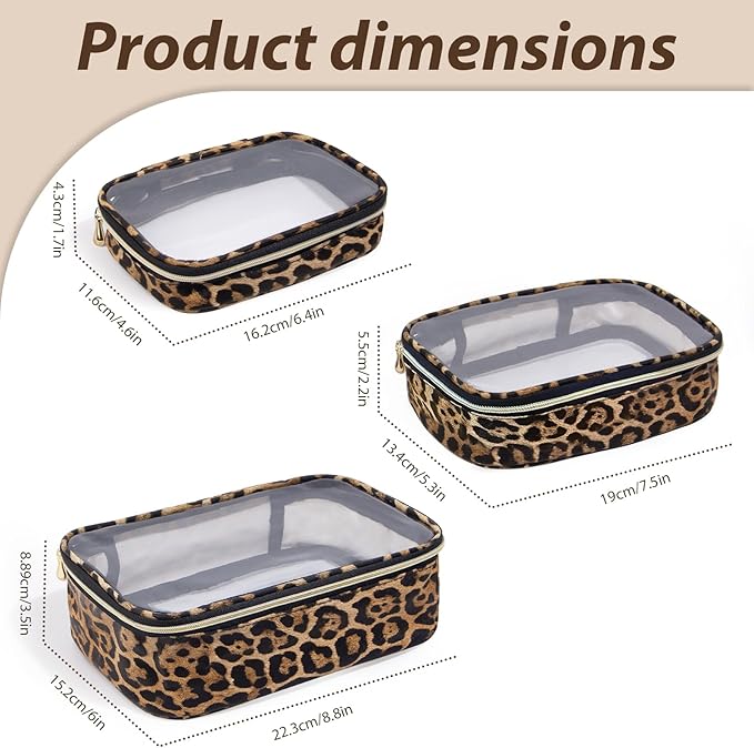 Clear TSA Approved Toiletry Bag - 3 Pack Travel Cosmetic Bag with Makeup Brush Portable Travel Essential Organizer for Women Transparent Waterproof Cosmetic Storage Case Carry-on Airline Compliant