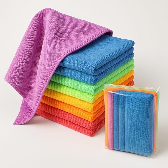 Microfiber Cleaning Cloths, 12 Pack – Thick, Lint-Free, Streak-Free Towels for Home, Kitchen, Car, Glass & Electronics – Ultra Absorbent & Reusable – 11.8” x 15.7”, 6 Mixed Colors