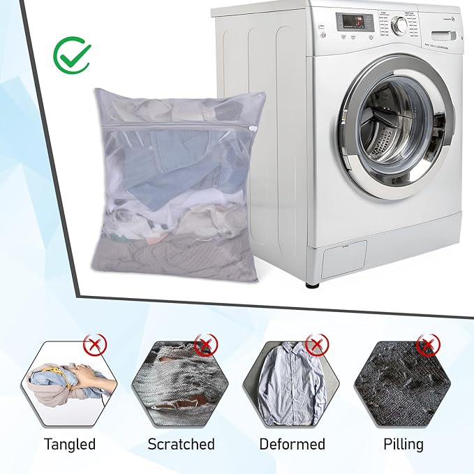 2 Pcs Mesh Laundry Bags 24 x 20inch Washing Delicate Bags with Zipper Mesh Lingerie Wash Bag for Washing Machine Blanket Dress Underwear Hosiery Sweater Blouse