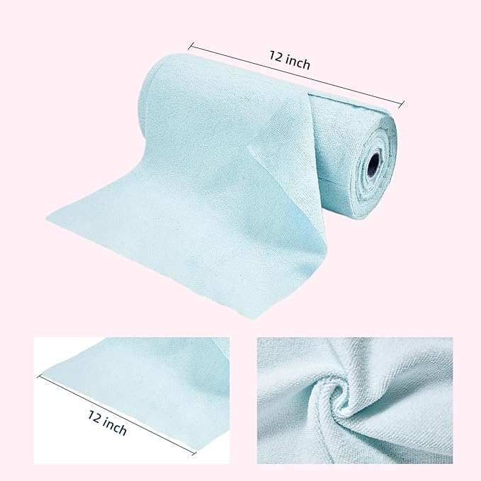 & PLUSH Microfiber Cleaning Cloth Roll - 100 Pack, Tear Away Microfiber Towels, 12" x 12", Reusable, Washable, Streak Free, Ultra Absorbent Dish Rags for Car, Home, Garage or Shop (Blue)