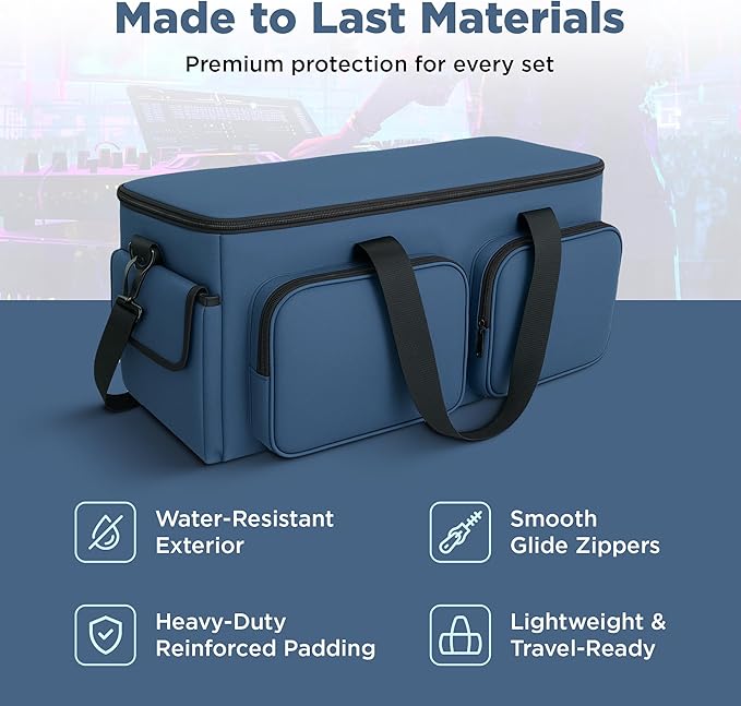 DJ Bag - Music Gear & Cable Organizer Bag - Detachable Dividers - Padded Gig Tote for Controllers, Mics, Audio Equipment - Lightweight, Sturdy Oxford Material, Travel-Ready for Musicians
