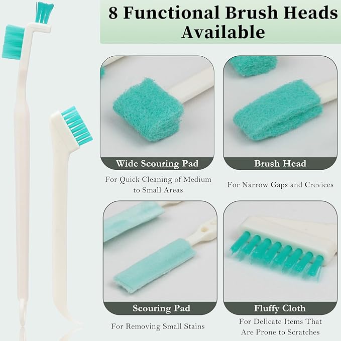 8-Piece Small Cleaning Brush Set for Tight Spaces, Mini Crevice Brushes for Household Use, Ideal for Humidifiers, Cup and Toasters