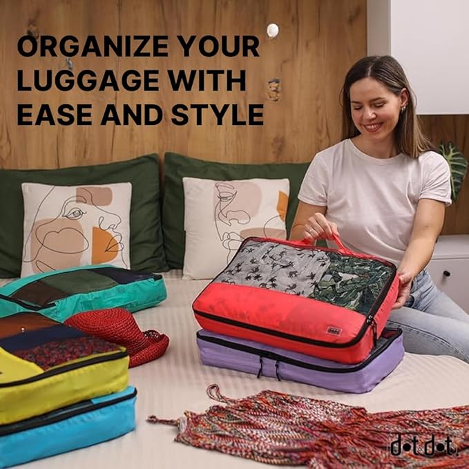 5 Pcs Large Packing Cubes for Suitcases - Travel Carry on Suitcase Organizer Bags - Organizer Bags for Luggage