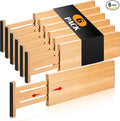 Fabsome Dresser Drawer Organizers 6 Pack, 4.65'' High Adjustable from 12.5-17‘’ Bamboo Drawer Dividers for Clothing Baby Clothes, Wooden Separators for Dresser Nursery Organization with Soft Foam Ends