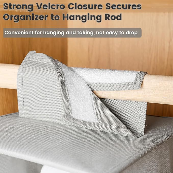 HomeBeyond 10-Shelf Hanging Closet Organizer, Grey Storage Shelves for Clothes, Shoes, and Accessories, Space-Saving Closet Storage Solution