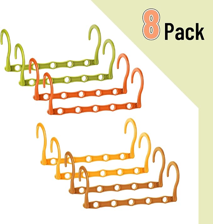 Mr. Pen- Space Saving Hangers for Clothes, 8 pcs, Autumn Colors, Plastic Multi Clothes Hangers Space Saving, 5 Slots, 360° Rotating Hooks