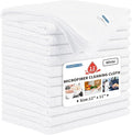HOMERHYME Microfiber Cleaning Cloth, 12 Pack White Cleaning Rags,12" X 11" Lint Free Dish Towels Wash Cloths, Reusable Microfiber Towels for Home and Kitchen Bathroom Apartment Cleaning Supplies