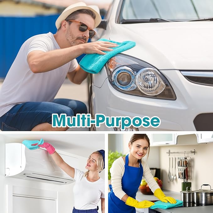Shimeyao 30 Pcs 16 x 16 Inch Edgeless Microfiber Plush Towels for Cars Detailing Drying Wash Polishing Absorbent Cleaning Cloths, 500 GSM (16 x 16 Inch, Teal Blue, 30 Pcs)