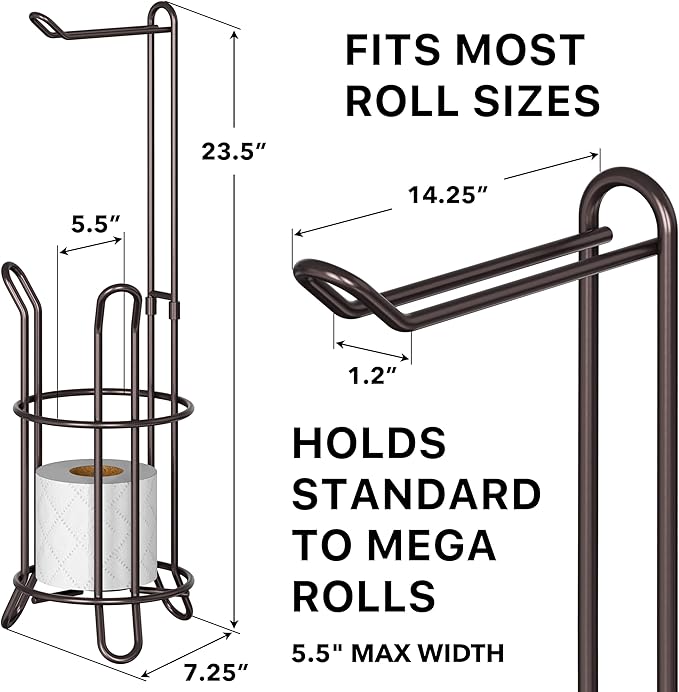 Simple Houseware Bathroom Toilet Tissue Paper Roll Storage Holder Stand, Bronze