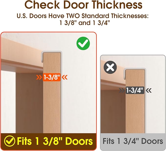 CHAUNCEY HOME Long Over The Door Hooks Hanger with 15.75" Arms for Easier Access by Shorter, Heavy Duty Door Hanger for Coat, F16U, Fits Standard 1 3/8'' Doors, Towel Racks for Bathroom, White