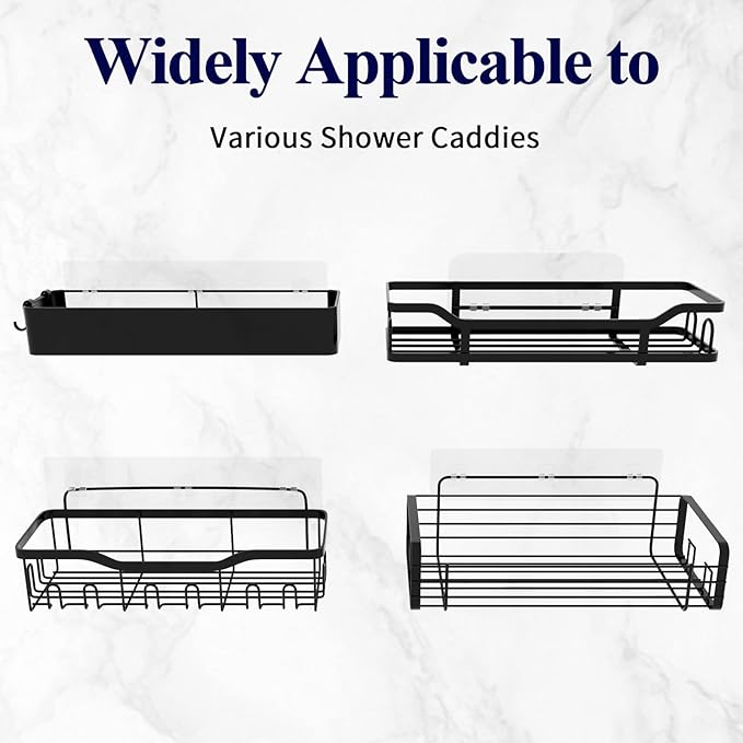 Kitsure Shower Caddy Adhesive Replacement, Transparent Adhesive Hooks Stickers, Strong Hook Strip for Shower Caddy Basket Shelf, Soap Holder, adhesive strip, Bathroom Accessories Set, 2-Pack, X-Large