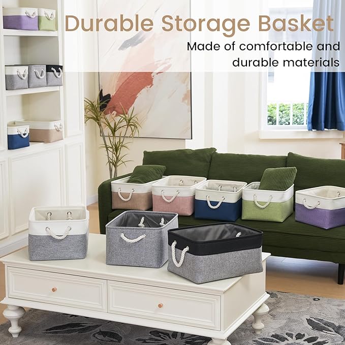 Large Storage Baskets- 15.7x11.8x8.26 inch Storage Bins for Shelves and Closet Organizing, Foldable Fabric Bin for Home Organization Clothes and Laundry (6-Pack, Gray)