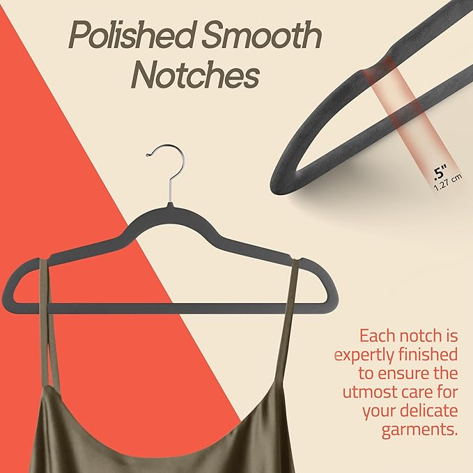 Gray Velvet Hangers 120 Pack – 360° Swivel Hook, Non-Slip and Space Saving Hangers, Heavy-Duty 11 lbs Weight Capacity - Smooth Velvet Finish for Crease-Free Clothes and Effortless Closet Organization