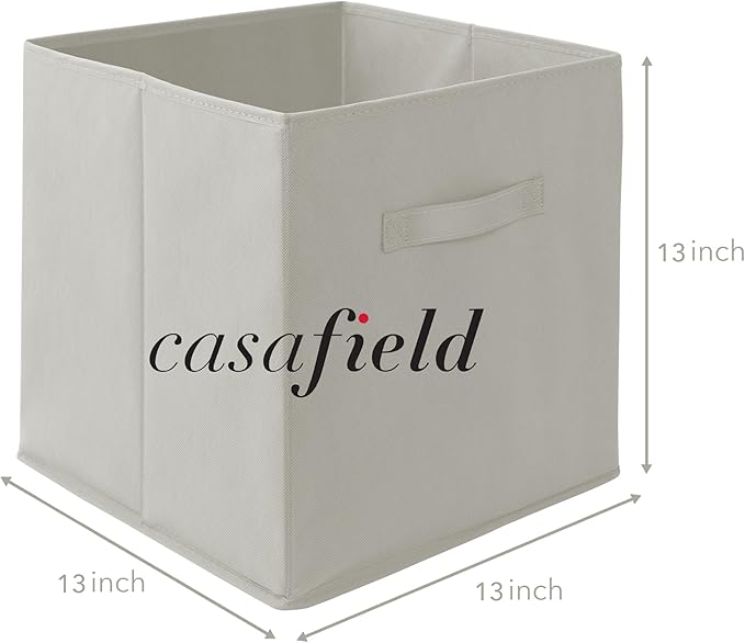 Casafield Set of 6 Collapsible Fabric Cube Storage Bins, Light Gray - 13" Foldable Cloth Baskets for Shelves, Cubby Organizers & More