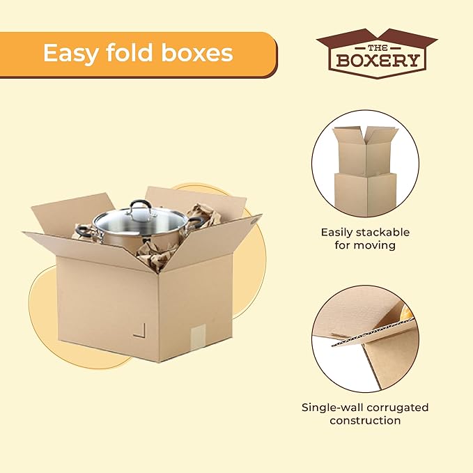 The Boxery Moving Boxes 15-Pack X-Large | 22x22x22 inch Brown/Kraft Corrugated Cardboard Packing, Moving & Storage for Business/Home – Durable - Eco-Friendly, Recyclable - Made in the USA