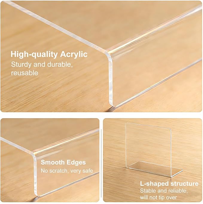 Shelf Dividers for Closet Organization: 12" Tall x 12" Deep, Taller Adhesive Separators Features Acrylic Material and Provides Storage for Clothes and Purses in Bedroom Cabinets(8-Pack)