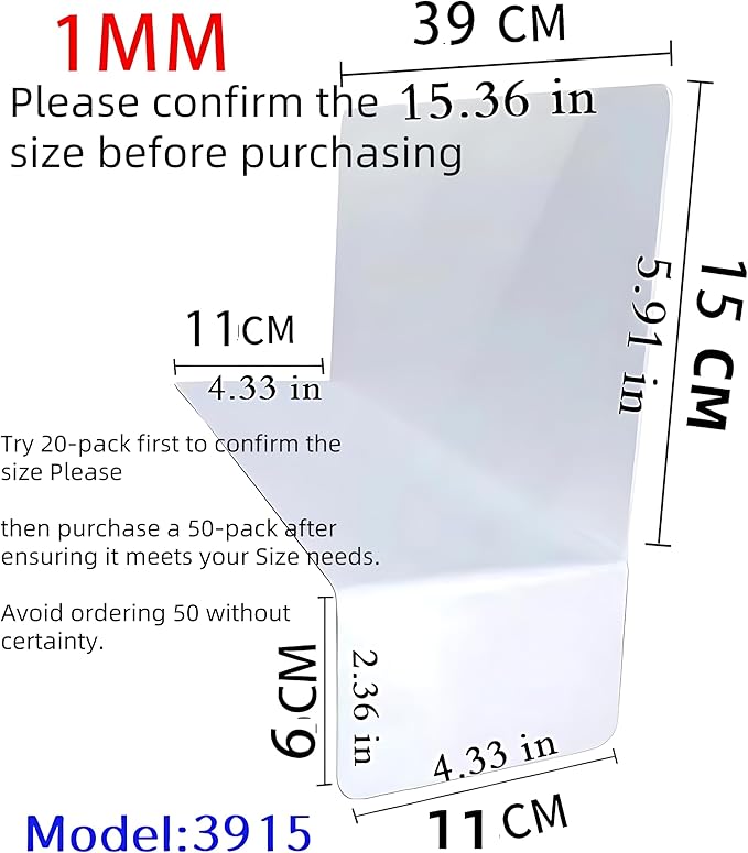 50 Pack PVC Shelf Dividers, 15"x 6" Closet Dividers Shelf Organizers, , Ideal for Product Display and Organization on Wire Shelves, Retail Shelving by Clip Strip Marker label，Separators for Clothes
