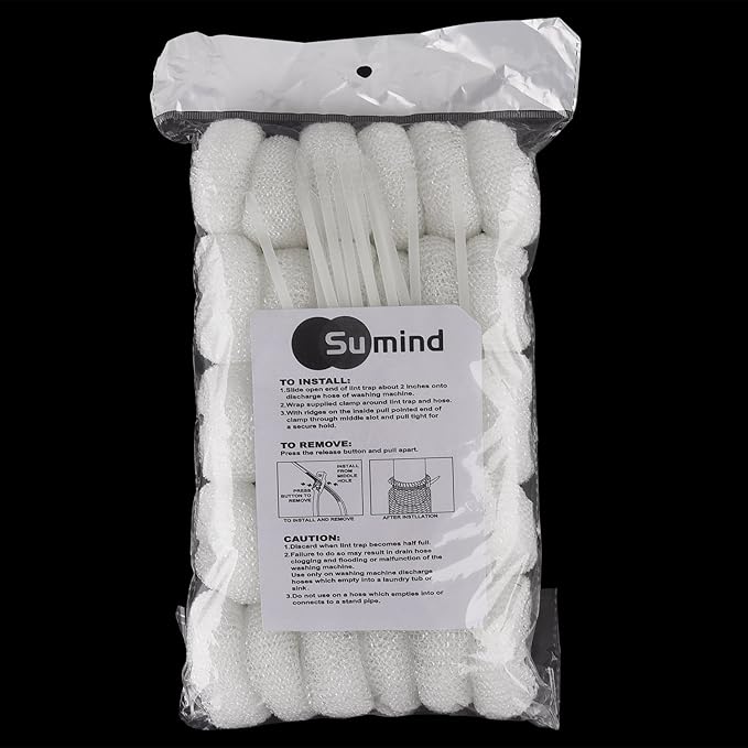 Sumind 30 Pack Nylon Lint Trap Washing Machine Fabric Mesh Snare Washer Lint Catcher with 30 Pack Cable Ties