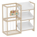 Wooden Toy Storage Organizer with Elastic Bands, Easy to Assemble and Use, Large Capacity Toy Bin Organizer for Nursery Playroom Bedroom, Adorable and Practical Design