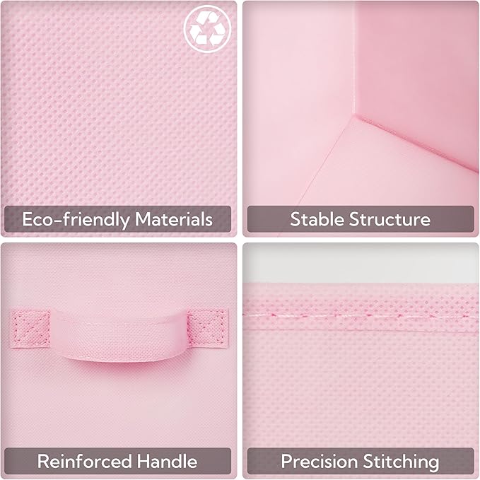 GRANNY SAYS Cube Storage Bins - 13x13 Cubby Organizer with Handle, Collapsible Storage Baskets for Shelves, Pink, 8-Pack