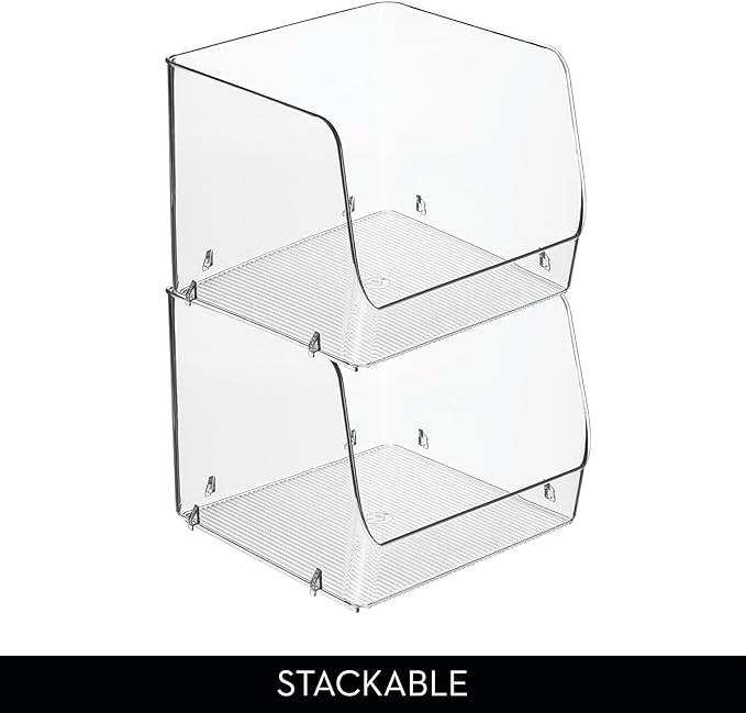 iDesign Open-Front Storage Bin - All-Purpose Bin for Kitchen, Bathroom, or Office - Clear - Made in USA