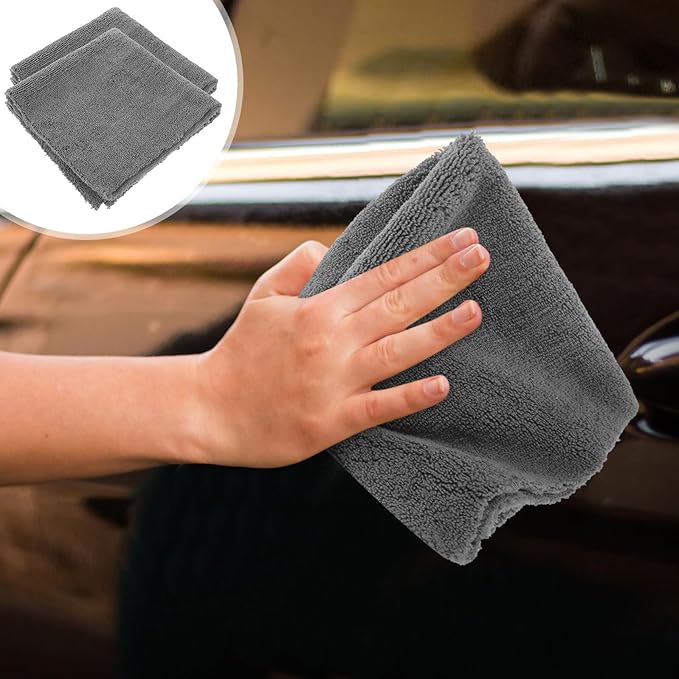 Alipis 2pcs Gray Microfiber Car Wash Towels Super Absorbent Drying Towels for Cars with Ultrasonic Edge Lint-Free Cleaning Cloths for Detailing and Rapid Water Absorption